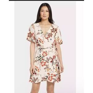 Evereve Sanctuary Pink Desert Floral Sassy Mini Wrap Dress NEW Size Small